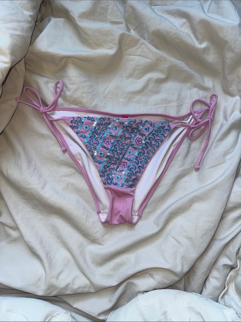 Victoria's Secret Pink Floral Mosaic Tie-Side Bikini Bottom